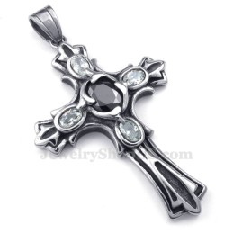 Collana Con Ciondolo A Croce In Zircone E Titanio (Catena Libera)