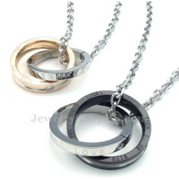 Collana Con Ciondolo A Forma Di Cerchi Intrecciati In Titanio Per Coppie (Catena Libera) (Un Paio)