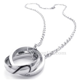 Collana Con Ciondolo A Cerchi Intrecciati In Titanio Per Coppie (Catena Libera) (Un Paio)