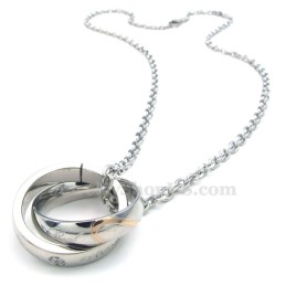 Collana Con Ciondolo A Cerchi Intrecciati In Titanio Per Coppie (Catena Libera) (Un Paio)