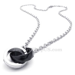 Collana Con Ciondolo A Forma Di Cerchi Intrecciati In Titanio Per Coppie (Catena Libera) (Un Paio)