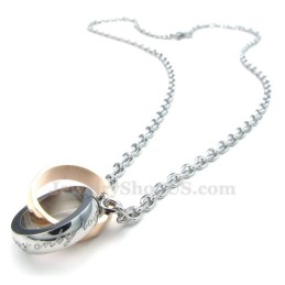Collana Con Ciondolo A Forma Di Cerchi Intrecciati In Titanio Per Coppie (Catena Libera) (Un Paio)