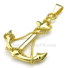 Collana Con Ciondolo A Forma Di Ancora In Titanio E Oro (Catena Libera)