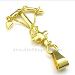 Collana Con Ciondolo A Forma Di Ancora In Titanio E Oro (Catena Libera)