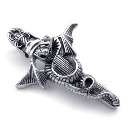 Collana Con Ciondolo A Forma Di Pterosauro In Titanio Con Spada (Catena Libera)