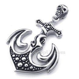 Collana Con Ciondolo A Forma Di Teschio E Ancora In Titanio (Catena Gratuita)