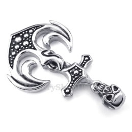 Collana Con Ciondolo A Forma Di Teschio E Ancora In Titanio (Catena Gratuita)