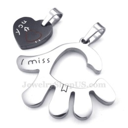 Collana Con Ciondolo A Forma Di Cuore In Titanio Per Coppie (Catena Libera) (Un Paio)