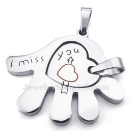 Collana Con Ciondolo A Forma Di Mano In Titanio Per Coppie (Catena Libera) (Un Paio)