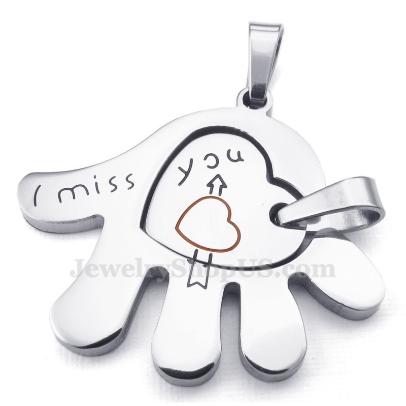 Collana Con Ciondolo A Forma Di Mano In Titanio Per Coppie (Catena Libera) (Un Paio) Collana Con Ciondolo A Forma Di Mano In Titanio Per Coppie (Catena Libera) (Un Paio)