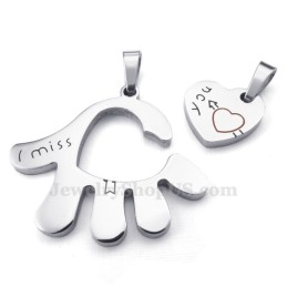 Collana Con Ciondolo A Forma Di Mano In Titanio Per Coppie (Catena Libera) (Un Paio)