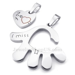 Collana Con Ciondolo A Forma Di Mano In Titanio Per Coppie (Catena Libera) (Un Paio)