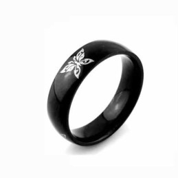 Anello Da Uomo A Forma Di Farfalla In Titanio Nero Da 6 Mm