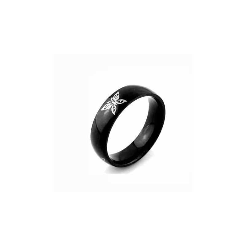 Anello Da Uomo A Forma Di Farfalla In Titanio Nero Da 6 Mm Anello Da Uomo A Forma Di Farfalla In Titanio Nero Da 6 Mm