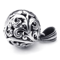 Collana Con Ciondolo A Sfera Cava In Titanio (Catena Libera)