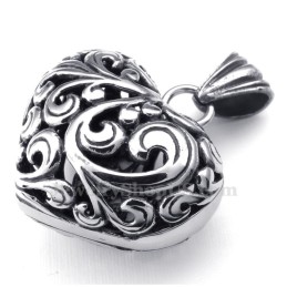 Collana Con Ciondolo A Forma Di Cuore Cavo In Titanio (Catena Libera)