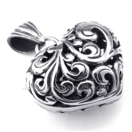 Collana Con Ciondolo A Forma Di Cuore Cavo In Titanio (Catena Libera)