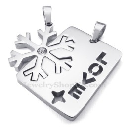 Collana Con Ciondolo A Forma Di Fiocco Di Neve In Argento E Titanio Per Coppie (Catena Libera) (Un Paio)