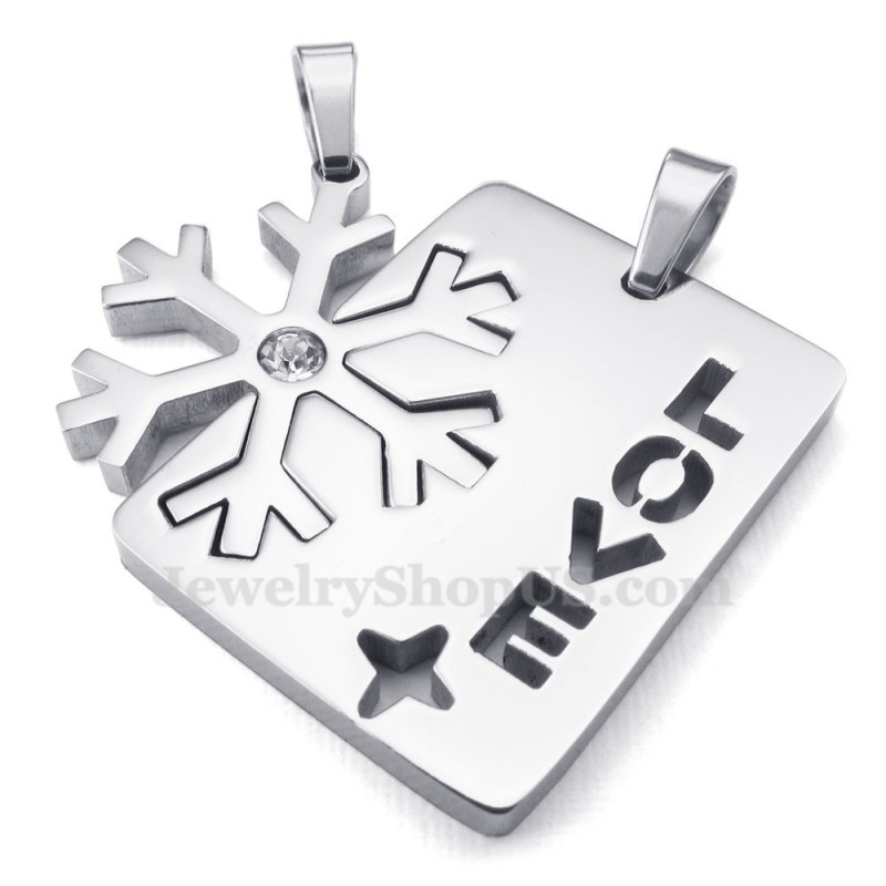 Collana Con Ciondolo A Forma Di Fiocco Di Neve In Argento E Titanio Per Coppie (Catena Libera) (Un Paio) Collana Con Ciondolo A Forma Di Fiocco Di Neve In Argento E Titanio Per Coppie (Catena Libera) (Un Paio)