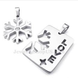 Collana Con Ciondolo A Forma Di Fiocco Di Neve In Argento E Titanio Per Coppie (Catena Libera) (Un Paio)