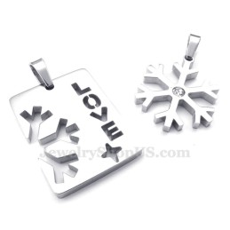 Collana Con Ciondolo A Forma Di Fiocco Di Neve In Argento E Titanio Per Coppie (Catena Libera) (Un Paio)
