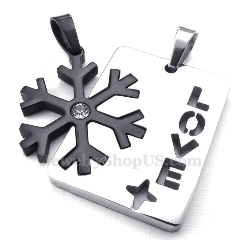 Collana Con Ciondolo A Forma Di Fiocco Di Neve In Titanio Nero Per Coppie (Catena Libera) (Un Paio) Collana Con Ciondolo A Forma Di Fiocco Di Neve In Titanio Nero Per Coppie (Catena Libera) (Un Paio)