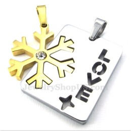 Collana Con Ciondolo A Forma Di Fiocco Di Neve In Titanio E Oro Per Coppie (Catena Gratuita) (Un Paio)