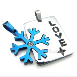 Collana Con Ciondolo A Forma Di Fiocco Di Neve Blu In Titanio Per Coppie (Catena Gratuita) (Un Paio)