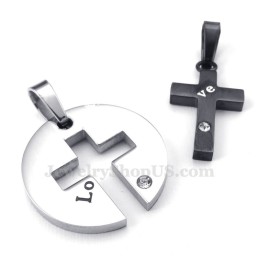 Collana Con Ciondolo A Croce Nera In Titanio Per Coppie (Catena Gratuita) (Un Paio)