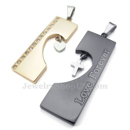 Collana Con Ciondolo A Forma Di Cuore In Titanio Bicolore (Catena Libera) (Un Paio)
