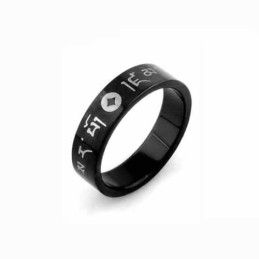 Anello Coreano Da Uomo In Titanio Nero Da 6 Mm