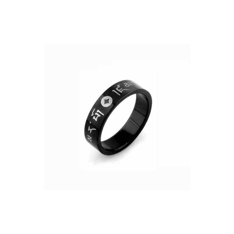 Anello Coreano Da Uomo In Titanio Nero Da 6 Mm Anello Coreano Da Uomo In Titanio Nero Da 6 Mm