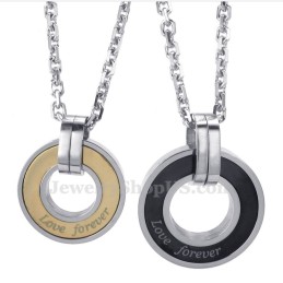 Collana Con Ciondolo A Forma Di Cerchi In Titanio Per Coppie (Catena Libera) (Un Paio)