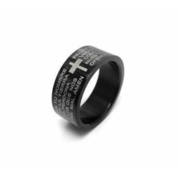 Anello Da Uomo Con Croce Biblica In Titanio Nero Da 6 Mm