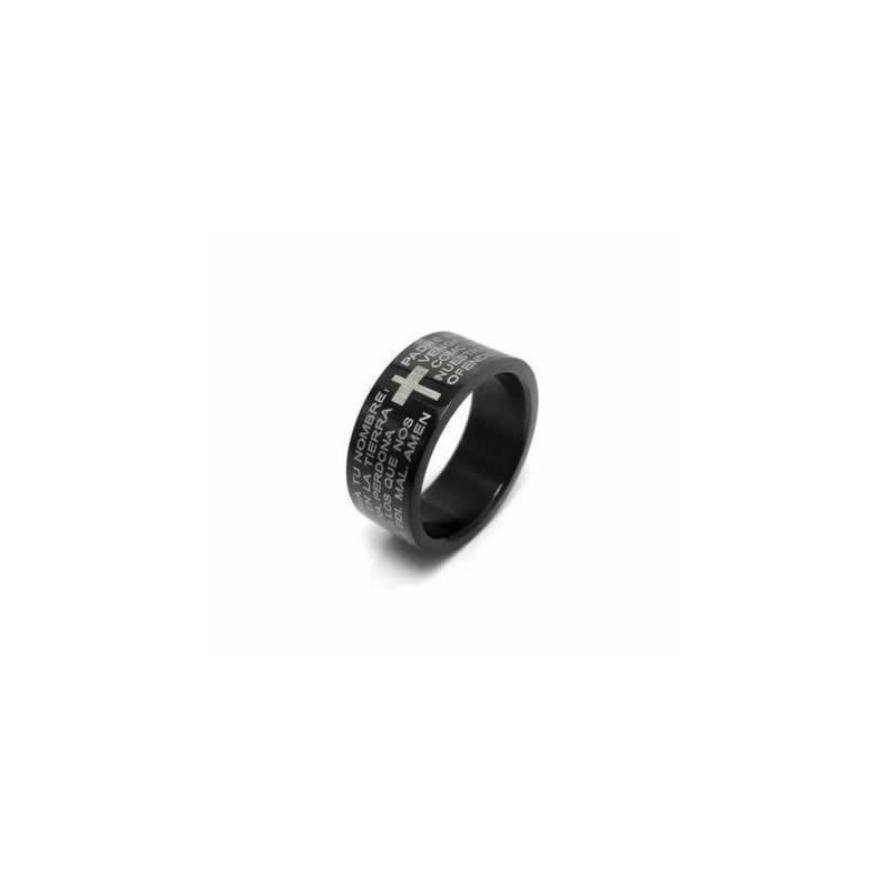 Anello Da Uomo Con Croce Biblica In Titanio Nero Da 6 Mm Anello Da Uomo Con Croce Biblica In Titanio Nero Da 6 Mm