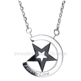 Collana Con Ciondolo A Forma Di Coppia Di Cuori E Stelle In Titanio (Catena Libera) (Un Paio)