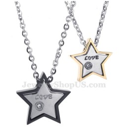 Collana Con Ciondolo A Forma Di Stella A Cinque Punte In Titanio Per Coppie (Catena Libera) (Un Paio)