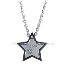 Collana Con Ciondolo A Forma Di Stella A Cinque Punte In Titanio Per Coppie (Catena Libera) (Un Paio)