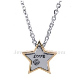 Collana Con Ciondolo A Forma Di Stella A Cinque Punte In Titanio Per Coppie (Catena Libera) (Un Paio)
