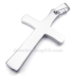 Collana Con Ciondolo A Croce In Titanio Color Argento (Catena Libera)