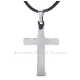 Collana Con Ciondolo A Croce In Titanio Color Argento (Catena Libera)