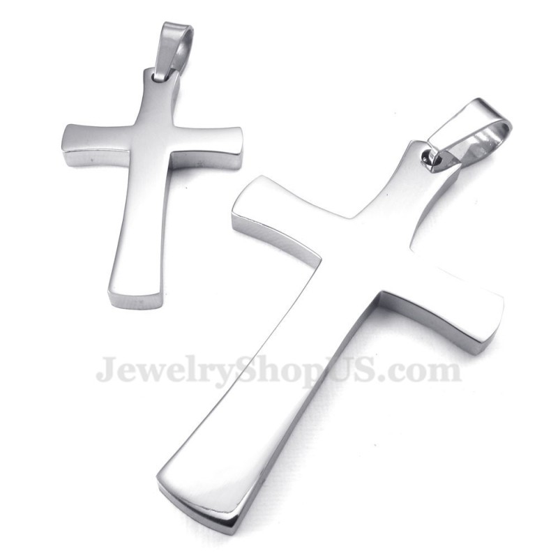 Collana Con Ciondolo A Croce In Argento E Titanio Per Coppie (Catena Libera) (Un Paio) Collana Con Ciondolo A Croce In Argento E Titanio Per Coppie (Catena Libera) (Un Paio)