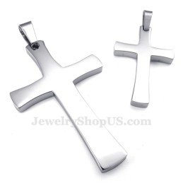 Collana Con Ciondolo A Croce In Argento E Titanio Per Coppie (Catena Libera) (Un Paio)