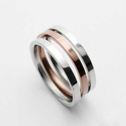 Anello Da Uomo In Titanio Color Oro E Argento Da 6 Mm