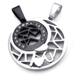 Collana Con Ciondolo A Forma Di Luna E Stelle In Titanio (Catena Libera) (Un Paio)