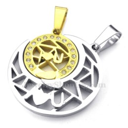 Collana Con Ciondolo A Forma Di Luna E Stelle In Titanio E Oro (Catena Libera) (Un Paio)