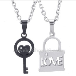 Collana Con Ciondolo A Forma Di Chiave Nera In Titanio (Catena Gratuita) (Un Paio)