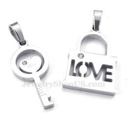 Collana Con Ciondolo A Forma Di Chiave In Argento E Titanio Per Coppie (Catena Gratuita) (Un Paio)