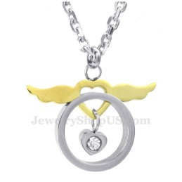 Collana Con Ciondolo A Forma Di Cuore E Ali In Titanio (Catena Libera) (Un Paio)
