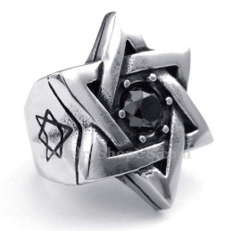 Anello Lucky Star In Titanio Con Zircone Nero